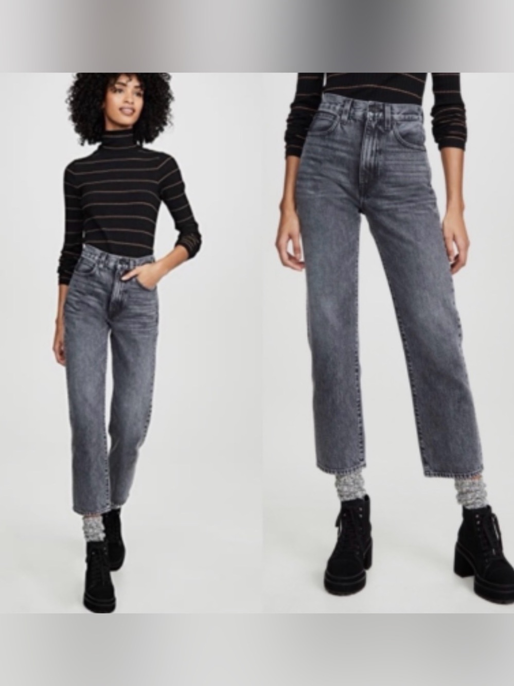 SLVRLAKE LONDON CROP Black and Gray Acid Wash Denim Jeans, size 24